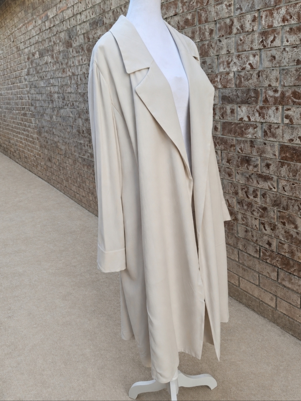 Eileen Fisher 100% Silk Neutral Open-Front Long Duster Topper Women Size X-Large - Picture 5 of 16
